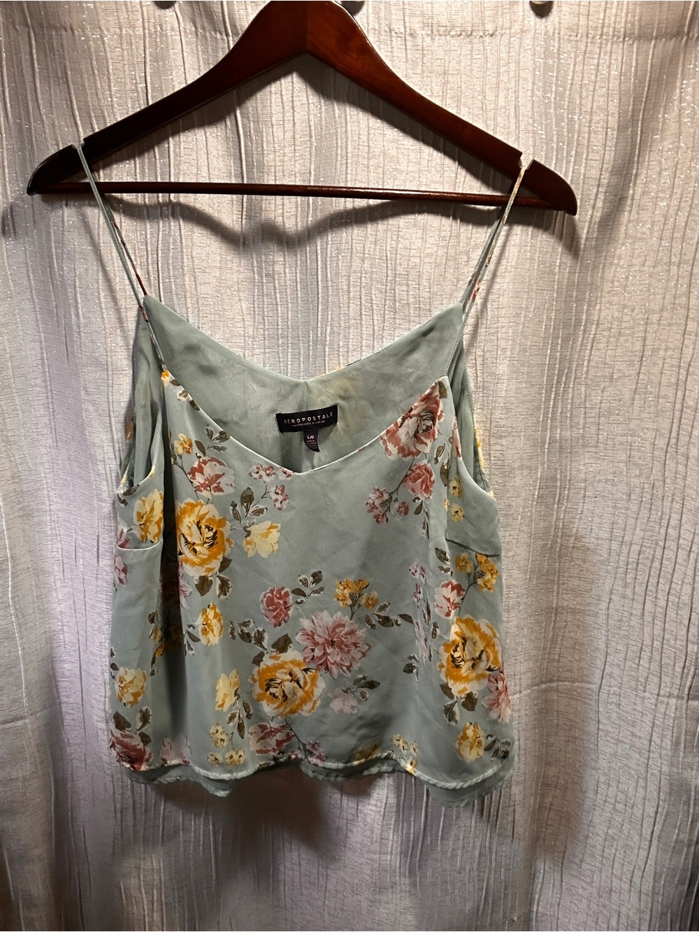 Aeropostale Mint Green Floral Spaghetti Strap Cami